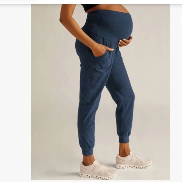 Beyond Yoga Spacedye Beyond the Bump Maternity Midi Jogger Nocturnal Navy Sz XS - Picture 1 of 7